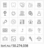 Universal Symbols of 25 Modern Line Icons of money, finance, heart, biology, platelet Vector Illustration. Стоковая иллюстрация, агентство Ingram Publishing / Фотобанк Лори