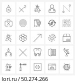 Modern Style Set of 25 line Pictograph Grid based itinerary, curve, religious, hospital, doctor Vector Illustration. Стоковая иллюстрация, агентство Ingram Publishing / Фотобанк Лори