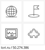 4 Editable Vector Line Icons and Modern Symbols of delivery; sports; shipping; golf; health Vector Illustration. Стоковая иллюстрация, агентство Ingram Publishing / Фотобанк Лори