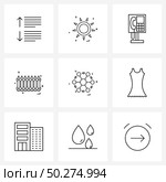 9 Universal Line Icons for Web and Mobile science, bonding, phone booth, real estate, boundary Vector Illustration. Стоковая иллюстрация, агентство Ingram Publishing / Фотобанк Лори
