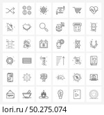 Stock Vector Icon Set of 36 Line Symbols for business, cart, nuclear, love, cufflinks Vector Illustration. Стоковая иллюстрация, агентство Ingram Publishing / Фотобанк Лори