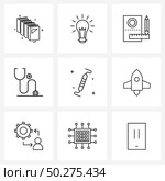 Isolated Symbols Set of 9 Simple Line Icons of medicine, plus, design, statoscope, doctor Vector Illustration. Стоковая иллюстрация, агентство Ingram Publishing / Фотобанк Лори
