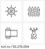 Set of 4 UI Icons and symbols for direction; film; circle; work; fire place Vector Illustration. Стоковая иллюстрация, агентство Ingram Publishing / Фотобанк Лори
