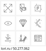 Simple Set of 9 Line Icons such as crystal, allotrope, alp abates, view, red Vector Illustration. Стоковая иллюстрация, агентство Ingram Publishing / Фотобанк Лори