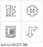 Stock Vector Icon Set of 4 Line Symbols for blood; locker; research; medical; protected Vector Illustration. Стоковая иллюстрация, агентство Ingram Publishing / Фотобанк Лори