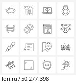 Stock Vector Icon Set of 16 Line Symbols for kids bed, home, download, furniture, sports Vector Illustration. Стоковая иллюстрация, агентство Ingram Publishing / Фотобанк Лори