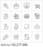 Set of 16 Modern Line Icons of clipboard, fulfillment, Indian, delivery, box Vector Illustration. Стоковая иллюстрация, агентство Ingram Publishing / Фотобанк Лори