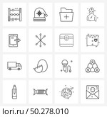 Modern Vector Line Illustration of 16 Simple Line Icons of calling, call, Christmas, engineer, labour Vector Illustration. Стоковая иллюстрация, агентство Ingram Publishing / Фотобанк Лори