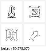 Modern Vector Line Illustration of 4 Simple Line Icons of temperature; camping; design; prototype; outdoor Vector Illustration. Стоковая иллюстрация, агентство Ingram Publishing / Фотобанк Лори