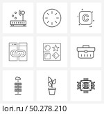 UI Set of 9 Basic Line Icons of browser, latter, progress circle, alp abates, progress Vector Illustration. Стоковая иллюстрация, агентство Ingram Publishing / Фотобанк Лори