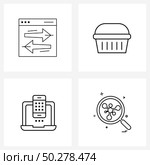 Set of 4 Modern Line Icons of transfer, sync, handle, connection, search Vector Illustration. Стоковая иллюстрация, агентство Ingram Publishing / Фотобанк Лори
