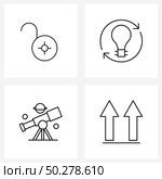 UI Set of 4 Basic Line Icons of key; asteroids; unlock; ideas; arrow Vector Illustration. Стоковая иллюстрация, агентство Ingram Publishing / Фотобанк Лори