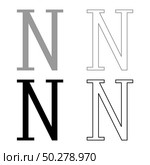 Nu greek symbol capital letter uppercase font icon outline set black grey color vector illustration flat style simple image. Nu greek symbol capital letter uppercase font icon outline set black grey color vector illustration flat style image. Стоковая иллюстрация, агентство Ingram Publishing / Фотобанк Лори