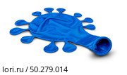 Respiratory virus concept and disease control symbol as a deflated balloon shaped as a contagion as an icon for coronavirus or covid-19 and influenza vaccine in a 3D illustration style. Стоковое фото, агентство Ingram Publishing / Фотобанк Лори