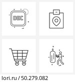 Set of 4 Simple Line Icons of calendar; location; Dec; clipboard; empty Vector Illustration. Стоковая иллюстрация, агентство Ingram Publishing / Фотобанк Лори