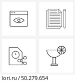 Pack of 4 Universal Line Icons for Web Applications online analytics; document; pen; mark; share Vector Illustration. Стоковая иллюстрация, агентство Ingram Publishing / Фотобанк Лори