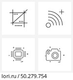 Set of 4 Line Icon Signs and Symbols of crop, circuit, connection, add, phone Vector Illustration. Стоковая иллюстрация, агентство Ingram Publishing / Фотобанк Лори