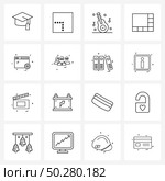 Pixel Perfect Set of 16 Vector Line Icons such as internet, website, guitar, web, merge Vector Illustration. Стоковая иллюстрация, агентство Ingram Publishing / Фотобанк Лори