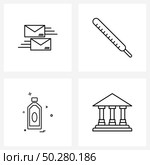 Set of 4 Line Icon Signs and Symbols of message, food , mail, temp, bottle Vector Illustration. Стоковая иллюстрация, агентство Ingram Publishing / Фотобанк Лори