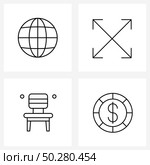4 Universal Line Icon Pixel Perfect Symbols of disco ball, chair, party ball, shrink, furniture Vector Illustration. Стоковая иллюстрация, агентство Ingram Publishing / Фотобанк Лори