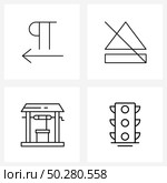 4 Universal Line Icons for Web and Mobile editor, water, text, eject, traffic light Vector Illustration. Стоковая иллюстрация, агентство Ingram Publishing / Фотобанк Лори