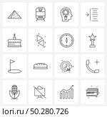 16 Interface Line Icon Set of modern symbols on candle, text, gear, paragraph, indent Vector Illustration. Стоковая иллюстрация, агентство Ingram Publishing / Фотобанк Лори