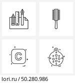 4 Editable Vector Line Icons and Modern Symbols of pencil, alp abates, document, hair, text c Vector Illustration. Стоковая иллюстрация, агентство Ingram Publishing / Фотобанк Лори