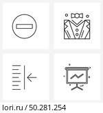 Modern Vector Line Illustration of 4 Simple Line Icons of essential, board, tuxedo, indent, presentation Vector Illustration. Стоковая иллюстрация, агентство Ingram Publishing / Фотобанк Лори