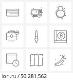 Simple Set of 9 Line Icons such as drawing, art, jewel, toolbox, documents Vector Illustration. Стоковая иллюстрация, агентство Ingram Publishing / Фотобанк Лори