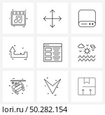 Simple Set of 9 Line Icons such as list, up, cd, upload, direction Vector Illustration. Стоковая иллюстрация, агентство Ingram Publishing / Фотобанк Лори
