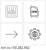 4 Editable Vector Line Icons and Modern Symbols of bar, keyboard, scan, file type , forward Vector Illustration. Стоковая иллюстрация, агентство Ingram Publishing / Фотобанк Лори