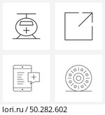 4 Interface Line Icon Set of modern symbols on helicopter, city, science, maximize, fruit Vector Illustration. Стоковая иллюстрация, агентство Ingram Publishing / Фотобанк Лори