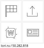 Set of 4 Line Icon Signs and Symbols of flag, w, arrow, alphabet, card Vector Illustration. Стоковая иллюстрация, агентство Ingram Publishing / Фотобанк Лори