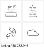 UI Set of 4 Basic Line Icons of cashbox, liver, counter, star , health Vector Illustration. Стоковая иллюстрация, агентство Ingram Publishing / Фотобанк Лори