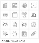 Set of 16 Line Icon Signs and Symbols of video player, p, world, circle, select Vector Illustration. Стоковая иллюстрация, агентство Ingram Publishing / Фотобанк Лори