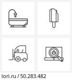 Set of 4 Universal Line Icons of bathroom, delivery, furniture, food, fulfillment Vector Illustration. Стоковая иллюстрация, агентство Ingram Publishing / Фотобанк Лори