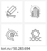 4 Universal Line Icons for Web and Mobile education , restore, pen, buildings, sea Vector Illustration. Стоковая иллюстрация, агентство Ingram Publishing / Фотобанк Лори