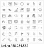 Set of 49 Line Icon Signs and Symbols of star, fame, real estate, walk of fame, time Vector Illustration. Стоковая иллюстрация, агентство Ingram Publishing / Фотобанк Лори