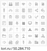 Mobile UI Line Icon Set of 49 Modern Pictograms of man, signals, modem, internet, Wi-Fi Vector Illustration. Стоковая иллюстрация, агентство Ingram Publishing / Фотобанк Лори