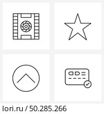 UI Set of 4 Basic Line Icons of film, circle, industry, star, confirmed Vector Illustration. Стоковая иллюстрация, агентство Ingram Publishing / Фотобанк Лори