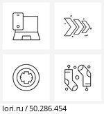Set of 4 UI Icons and symbols for laptop, healthcare, cell, arrows, medical Vector Illustration. Стоковая иллюстрация, агентство Ingram Publishing / Фотобанк Лори