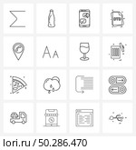 16 Universal Line Icons for Web and Mobile map, did, share, files, file type Vector Illustration. Стоковая иллюстрация, агентство Ingram Publishing / Фотобанк Лори