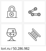 4 Interface Line Icon Set of modern symbols on insecure, alcohol, dumbbell, healthcare, ladder Vector Illustration. Стоковая иллюстрация, агентство Ingram Publishing / Фотобанк Лори