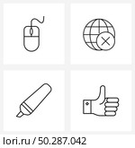 Isolated Symbols Set of 4 Simple Line Icons of mouse, drawing, pointer, internet, highlighter Vector Illustration. Стоковая иллюстрация, агентство Ingram Publishing / Фотобанк Лори