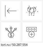 Universal Symbols of 4 Modern Line Icons of arrow, marketing plan, balloons, party, password Vector Illustration. Стоковая иллюстрация, агентство Ingram Publishing / Фотобанк Лори