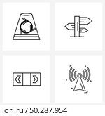 Set of 4 Universal Line Icons of chimney, wife, direction, control, signals Vector Illustration. Стоковая иллюстрация, агентство Ingram Publishing / Фотобанк Лори