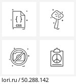 Pack of 4 Universal Line Icons for Web Applications file, fertilization, file format, tree, camera Vector Illustration. Стоковая иллюстрация, агентство Ingram Publishing / Фотобанк Лори