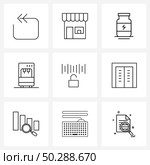 9 Universal Icons Pixel Perfect Symbols of water, purifier, shop, filtration, power Vector Illustration. Стоковая иллюстрация, агентство Ingram Publishing / Фотобанк Лори