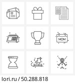 Isolated Symbols Set of 9 Simple Line Icons of trophy, achievement, finance, year, date Vector Illustration. Стоковая иллюстрация, агентство Ingram Publishing / Фотобанк Лори