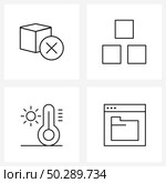 Set of 4 Simple Line Icons of box, climate, delivery, commodity, temperature Vector Illustration. Стоковая иллюстрация, агентство Ingram Publishing / Фотобанк Лори